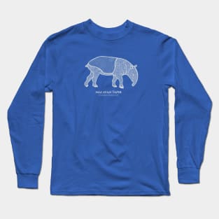 Malayan Tapir with Common and Scientific Names - cool tapir lover's gift Long Sleeve T-Shirt